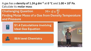 Finding Molar Mass of Gas From Density Temperature and Pressure [upl. by Yrojram131]