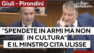 Lite Pirondini M5s  Giuli quotInvestite in armi ma tagliate la culturaquot E il ministro cita Ulisse [upl. by Varden]