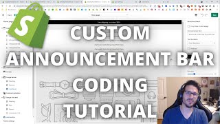 Customizable Announcement Bar  Part 1  Shopify Coding Tutorial [upl. by Gaudette810]