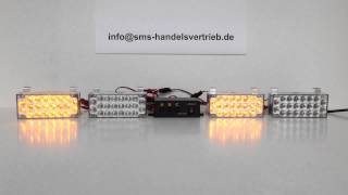 LED Blitzer Set 4 x 22 LEDs Frontblitzer Panel Strobo Rundumleuchte Gelb Feuerwehr [upl. by Maribelle]