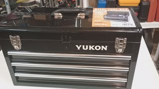 Yukon 3 Drawers Steel Tool Box I got at Harbor Freight [upl. by Ahtilat678]