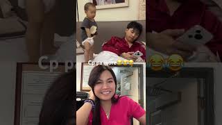 Sinubuan ni baby si daddy😂😂😂 funnyshorts funny shortsfeed duet funnyvideos funnybabies [upl. by Stearne]