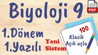 Biyoloji 9 Sınıf 1 Dönem 1 Yazılı Yeni sistem klasik açık uçlu 2024 2025 Biyoloji hazırlık PDF [upl. by Yblocaj]