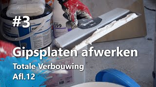 Gipsplaten afwerken Part 3  Glad maken schuren sausklaar Totale verbouwing Afl 12 [upl. by Aliuqehs91]