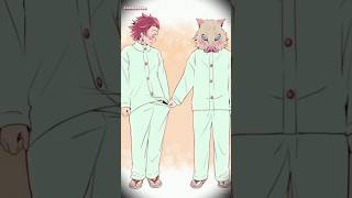 Inosuke tightly holding tanjiro clothe🤣❤ demonslayer edit cute fun trending anime shorts [upl. by Attolrac]