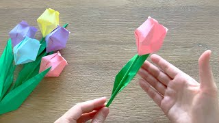 Origami Tulip Flower  Origami Flower Paper Tulip [upl. by Blim]