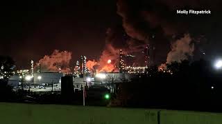 Fire erupts at Texas Exxon plant four wounded [upl. by Larrisa318]