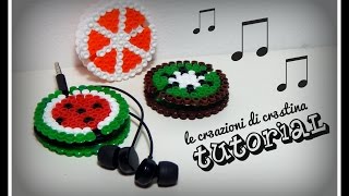 Tutorial Porta Cuffiette Auricolari con Hama beads a forma di Frutta  wwwperlinedastirareit [upl. by Elleiand486]