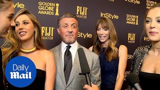 Sylvester Stallone and family interviewed at the Golden Globes  Daily Mail [upl. by Xet]