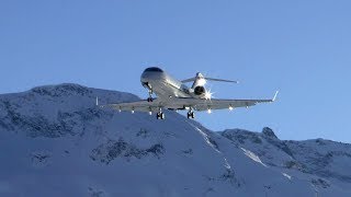 Planespotting in the Swiss Alps  Samedan Airport Winter 2018 Edition [upl. by Dyana]