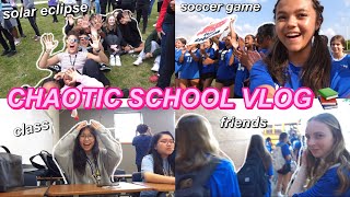 MIDDLE SCHOOL VLOG  solar eclipse soccer game classes [upl. by Ardnekan]