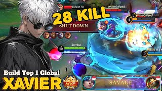 SAVAGE  28 Kills Satoru Gojo Skin  Build Top 1 Global Xavier  MLBB [upl. by Noswad]