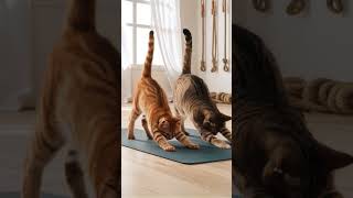 Cats Doing Yoga cat funny catmeme catfunny cute kittyantics catvideos catlover [upl. by Idolah]