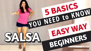 5 SALSA basics YOU NEED to start dancing TOTAL BEGINNERS  No partner needed [upl. by Nnaecyoj]