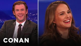 How Chris Hemsworth amp Natalie Portman Handle quotThorquot Kissing Scenes  CONAN on TBS [upl. by Aihn]