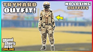 Easy Tan Joggers No Bra Glitch Female Tryhard Modded Outfit No Transfer GTA Online [upl. by Landahl]