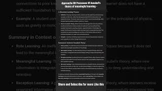 Different Approaches Or Processes Of Learning  Ausubels theory of meaningful learning [upl. by Emerson784]