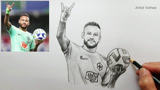 How To Draw Neymar With The Ball  Portrait Drawing StepByStep Tutorial [upl. by Singband]