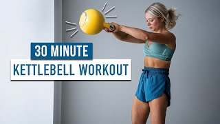 30 MIN Advanced Kettlebell HIIT Workout  Full Body No Repeat [upl. by Treboh]