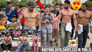 When Bodybuilders Shirtless In Public  Amazing Public Reaction😍 Epic Reaction Video 🔥FitManjeet [upl. by Hodess192]