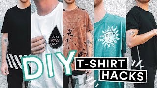 5 DIY TSHIRT HACKS 👕Transform Your Old Shirts NO SEW  SUPER EASY  Imdrewscott [upl. by Tench]