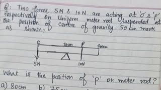 Two forces acting at O and P respectively on uniform meter rod suspended at the position [upl. by Yekram385]