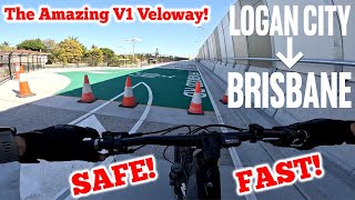 V1 North Veloway  Logan City to Brisbane  A fantastic safe Bikeway [upl. by Rodolphe]