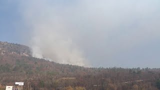 Crews battle massive brush fire in Northampton County [upl. by Enohpesrep160]