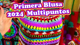 Teje Tu primera Blusa del año 2024 Multipuntadas y con Todos tus sobrantes Todas las tallas Video1 [upl. by Enaira]