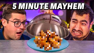 USE A NEW INGREDIENT EVERY 5 MINUTES  5 Minute Mystery Mayhem Cooking Challenge [upl. by Aratahc]