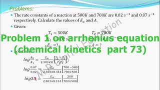 Problem 1 on Arrhenius equation chemical kinetics part 73 for CBSE class 12 and JEE IIT [upl. by Sidoeht]