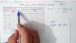 Ex141 Q4 Mean by STEP DEVIATION METHOD  Statistics  Ncert Maths Class 10  Cbse [upl. by Kerin]