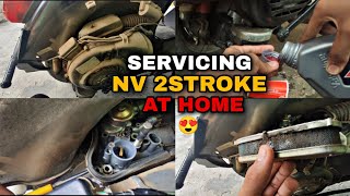 How to do engine servicing at home❤️ LML NV 2stroke service done Milage setting😍 [upl. by Robina601]