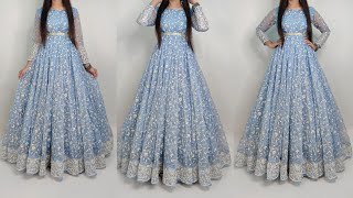 Organic anarkali frock cutting and stitching party wear long frock design umbrella frock cutting [upl. by Inalej913]