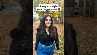 How to style baggy jeans🦋  4 ways to style baggy jeans shorts viralshort [upl. by Cadel]