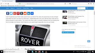 Rover Radio Code Generate Procedure For Free By Software [upl. by Arlen]