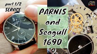 PARNIS watch PA2122 with GMT and Seagull movement 1690 part 1 disassembly [upl. by Dody]