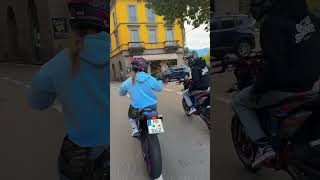 biker girl And flower 😱❤️ shortvideo love yourpartner trendingshorts bikelover bikegirl [upl. by Aicirtam]