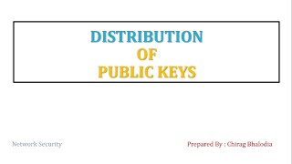 Public Key Distribution in Cryptography  Public Key Distribution  Key Distribution [upl. by Ekyt]