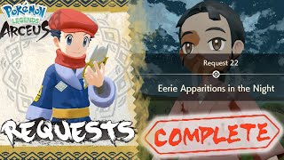 Pokemon Legends Arceus Request 22 Walkthrough quotEerie Apparitions in the Nightquot Wisp Location Guide [upl. by Neale856]