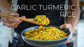 Quick Garlic Turmeric Rice Recipe for DINNER TONIGHT [upl. by Vanessa]