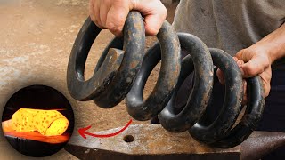 Forjando uma faca com mola de aço Faca Brut Forge Integral [upl. by Carrissa]