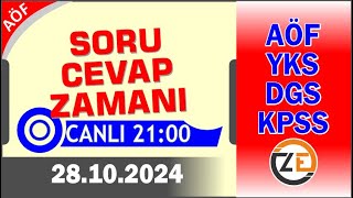 AÖF 28 10 2024  PAZARTESİ 2100  Canlı Soru Cevap Zamanı  Açıköğretim DGS KPSS YKS [upl. by Jacie]