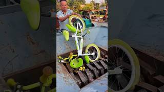 Man Crushes Bicycle Into Crusher Machine shortsvideo [upl. by Anitsyrhk]