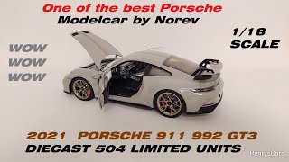 Porsche 911 992 GT3 118 Scale by Norev Chalk [upl. by Raychel]