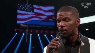 Jamie Foxx National Anthem Mayweather vs Pacquiao [upl. by Ahsinot]