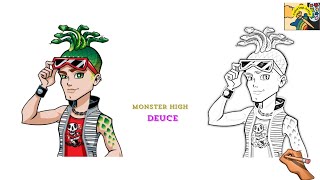 How To Draw Deuce From Monster High Step By Step Drawing And Coloring For Kids [upl. by Fitzpatrick]