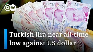 Turkish lira plunges loses nearly 40 its value this year  DW News [upl. by Atsirtal]