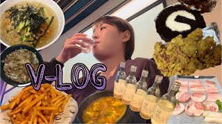 VLOG 식단하다 폭식 과음하는 브이로그알싸한 마늘치킨 티라미수 롤케익 급냉 삼겹살 오코노미야끼 역할맥 [upl. by Dorman]