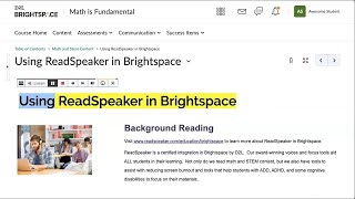 Read Aloud in Brightspace Explanation [upl. by Seabrook589]